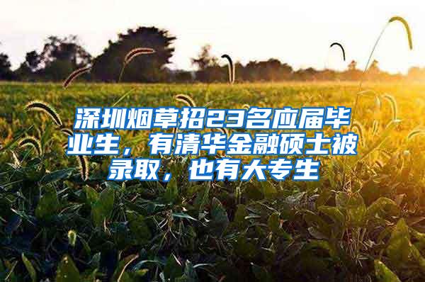 深圳烟草招23名应届毕业生，有清华金融硕士被录取，也有大专生