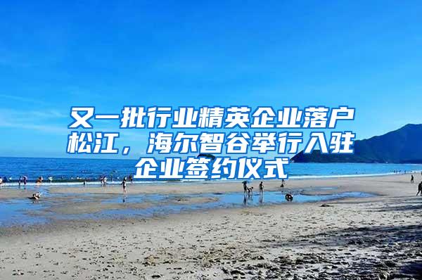 又一批行业精英企业落户松江，海尔智谷举行入驻企业签约仪式