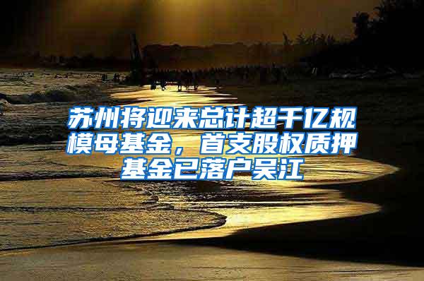 苏州将迎来总计超千亿规模母基金，首支股权质押基金已落户吴江