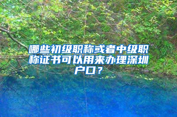 哪些初级职称或者中级职称证书可以用来办理深圳户口？