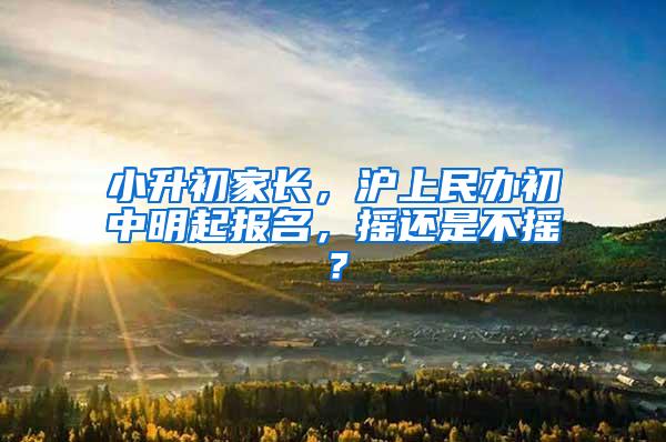 小升初家长，沪上民办初中明起报名，摇还是不摇？