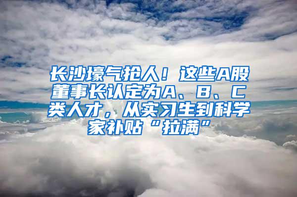 长沙壕气抢人！这些A股董事长认定为A、B、C类人才，从实习生到科学家补贴“拉满”