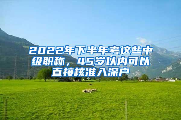 2022年下半年考这些中级职称，45岁以内可以直接核准入深户