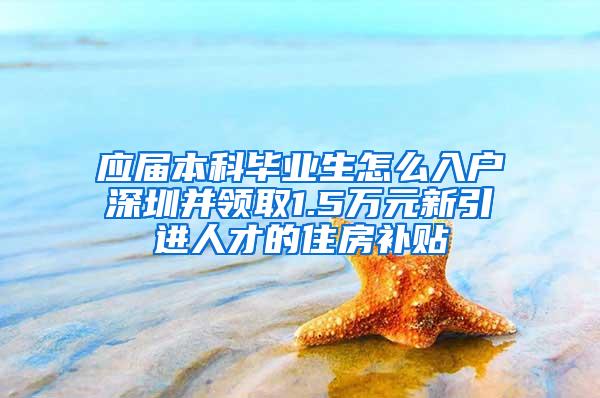 应届本科毕业生怎么入户深圳并领取1.5万元新引进人才的住房补贴