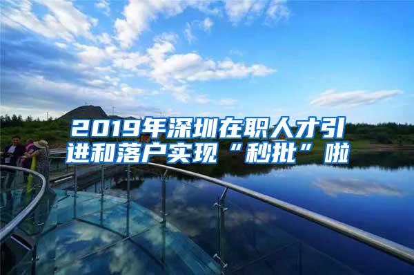 2019年深圳在职人才引进和落户实现“秒批”啦