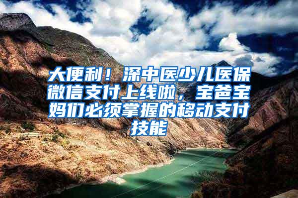 大便利！深中医少儿医保微信支付上线啦，宝爸宝妈们必须掌握的移动支付技能