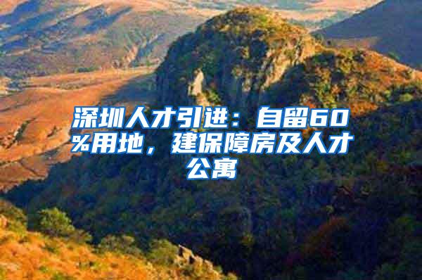 深圳人才引进：自留60%用地，建保障房及人才公寓