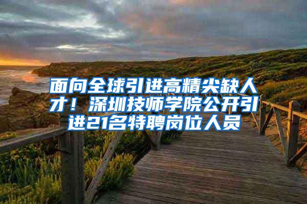 面向全球引进高精尖缺人才！深圳技师学院公开引进21名特聘岗位人员