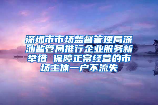 深圳市市场监督管理局深汕监管局推行企业服务新举措 保障正常经营的市场主体一户不流失