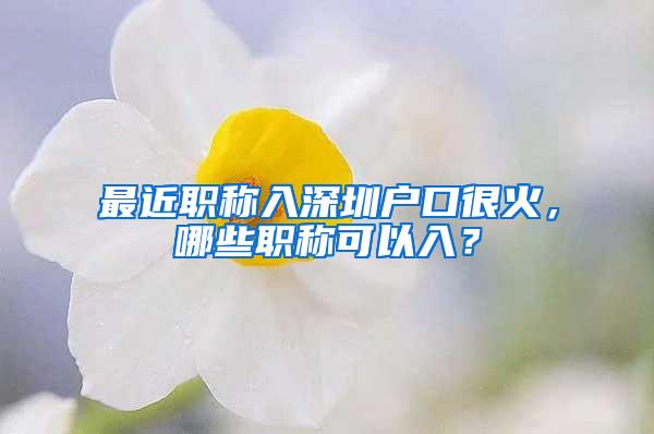 最近职称入深圳户口很火，哪些职称可以入？