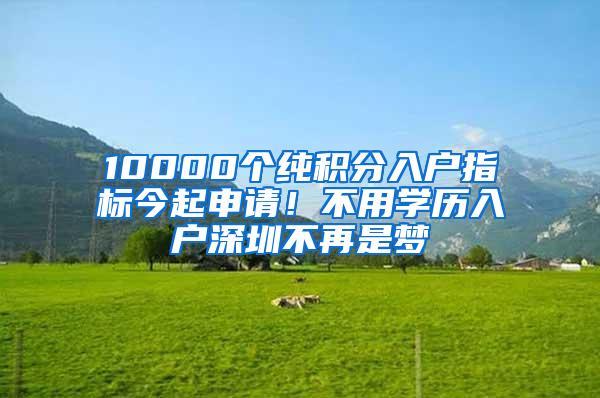 10000个纯积分入户指标今起申请！不用学历入户深圳不再是梦