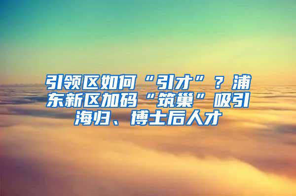 引领区如何“引才”？浦东新区加码“筑巢”吸引海归、博士后人才