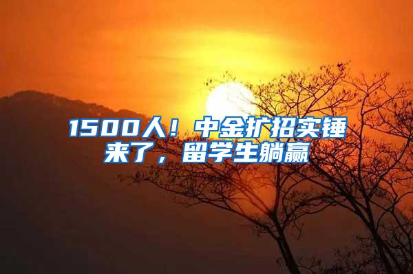 1500人！中金扩招实锤来了，留学生躺赢