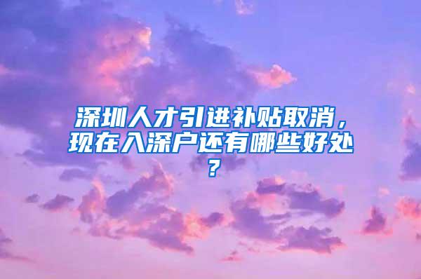 深圳人才引进补贴取消，现在入深户还有哪些好处？