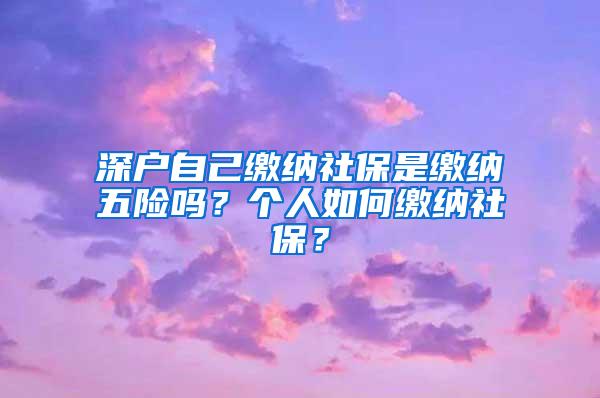 深户自己缴纳社保是缴纳五险吗？个人如何缴纳社保？