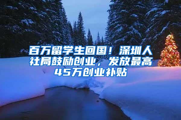 百万留学生回国！深圳人社局鼓励创业，发放最高45万创业补贴