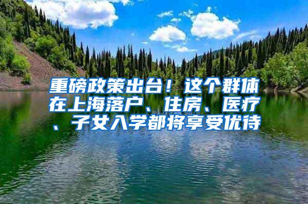 重磅政策出台！这个群体在上海落户、住房、医疗、子女入学都将享受优待