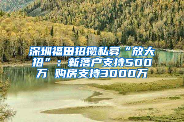 深圳福田招揽私募“放大招”：新落户支持500万 购房支持3000万