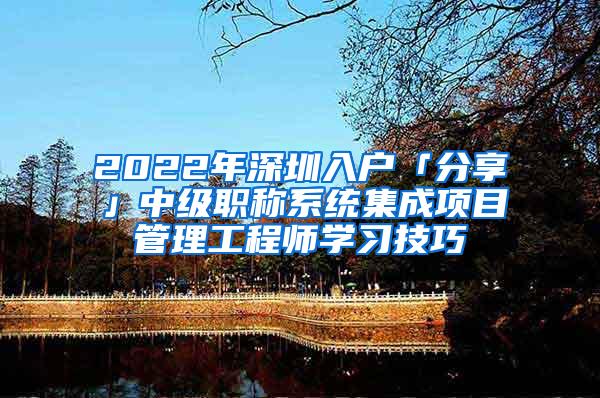 2022年深圳入户「分享」中级职称系统集成项目管理工程师学习技巧