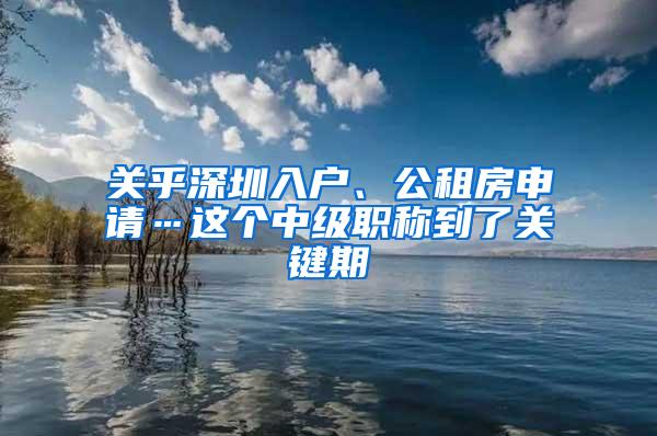 关乎深圳入户、公租房申请…这个中级职称到了关键期