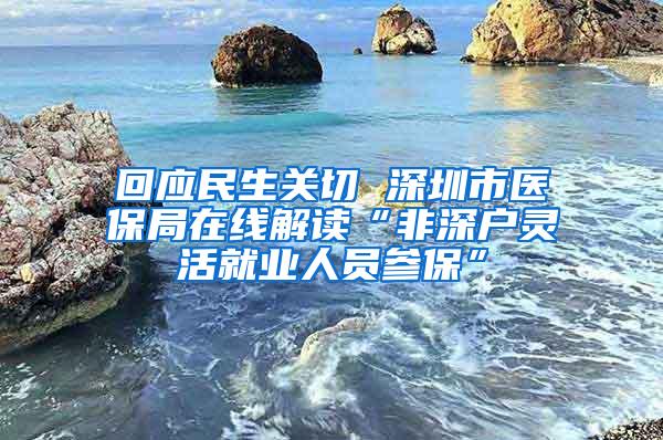 回应民生关切 深圳市医保局在线解读“非深户灵活就业人员参保”