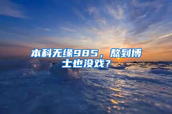 本科无缘985，熬到博士也没戏？