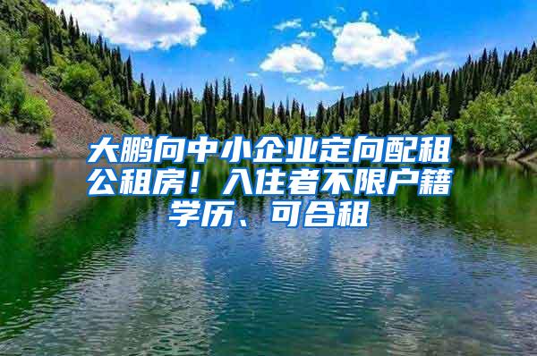 大鹏向中小企业定向配租公租房！入住者不限户籍学历、可合租