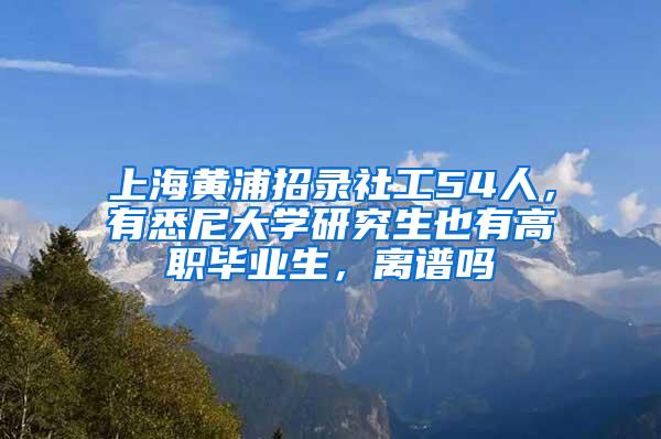 上海黄浦招录社工54人，有悉尼大学研究生也有高职毕业生，离谱吗