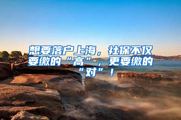 想要落户上海，社保不仅要缴的“高”，更要缴的“对”！