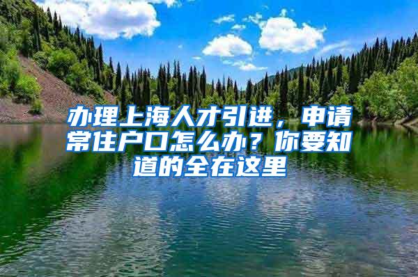 办理上海人才引进，申请常住户口怎么办？你要知道的全在这里