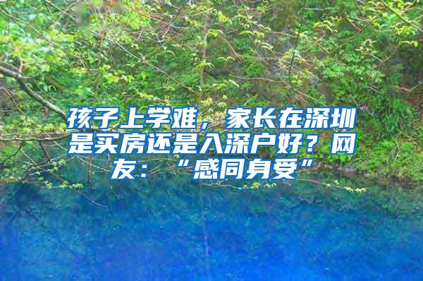 孩子上学难，家长在深圳是买房还是入深户好？网友：“感同身受”