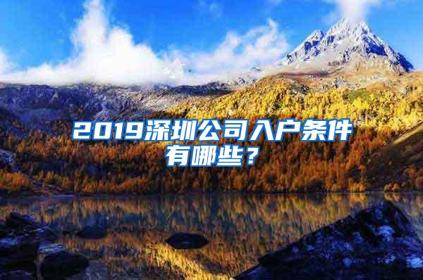 2019深圳公司入户条件有哪些？