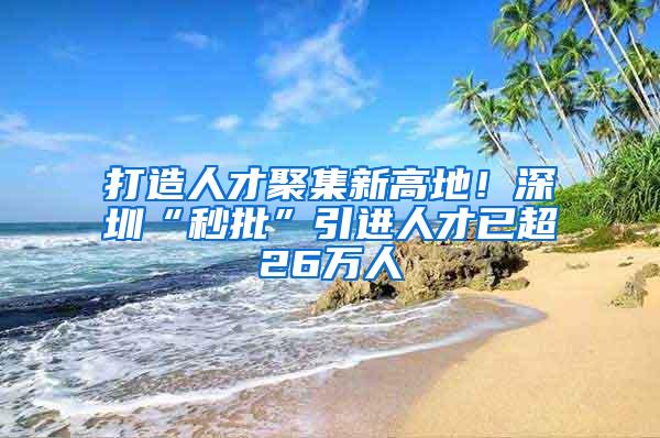 打造人才聚集新高地！深圳“秒批”引进人才已超26万人