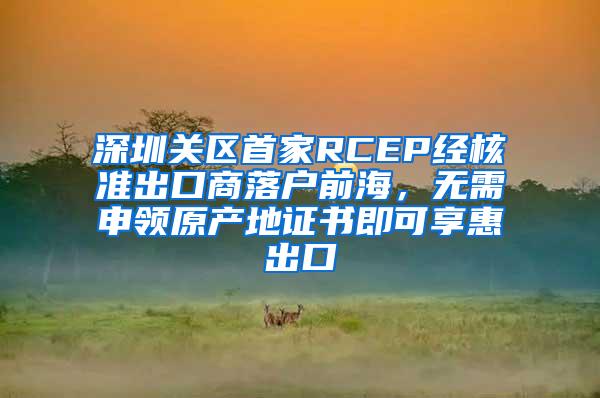 深圳关区首家RCEP经核准出口商落户前海，无需申领原产地证书即可享惠出口