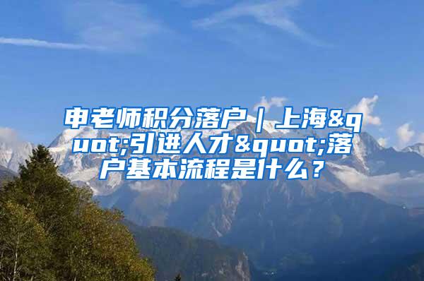 申老师积分落户｜上海"引进人才"落户基本流程是什么？