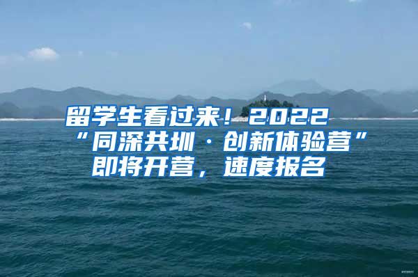 留学生看过来！2022“同深共圳·创新体验营”即将开营，速度报名