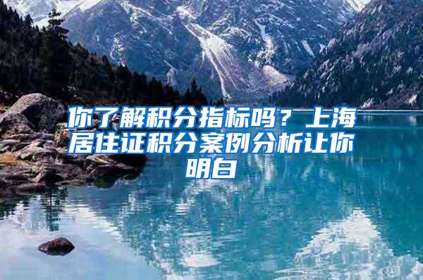 你了解积分指标吗？上海居住证积分案例分析让你明白