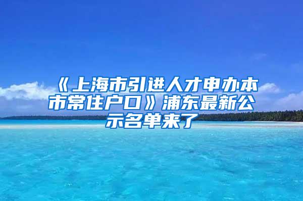 《上海市引进人才申办本市常住户口》浦东最新公示名单来了