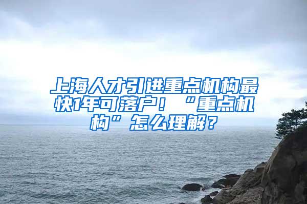 上海人才引进重点机构最快1年可落户！“重点机构”怎么理解？