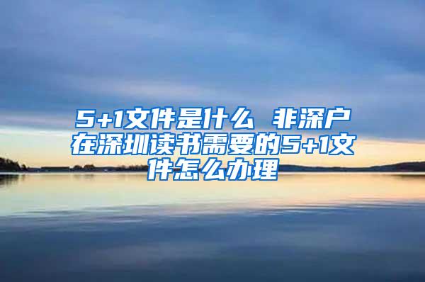 5+1文件是什么 非深户在深圳读书需要的5+1文件怎么办理