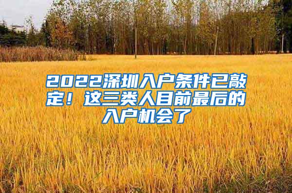 2022深圳入户条件已敲定！这三类人目前最后的入户机会了