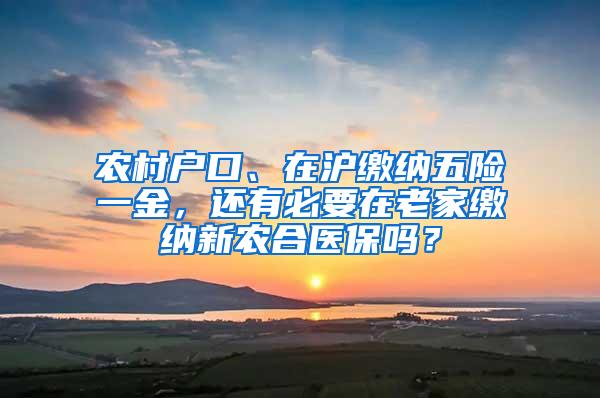 农村户口、在沪缴纳五险一金，还有必要在老家缴纳新农合医保吗？