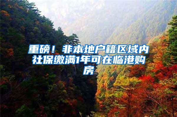 重磅！非本地户籍区域内社保缴满1年可在临港购房