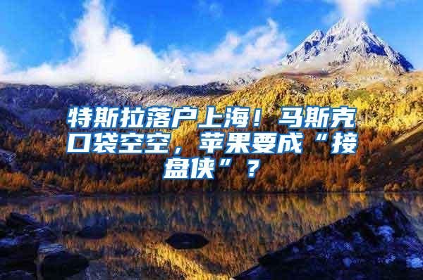 特斯拉落户上海！马斯克口袋空空，苹果要成“接盘侠”？