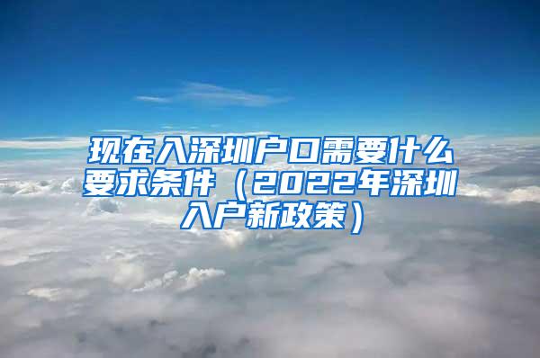 现在入深圳户口需要什么要求条件（2022年深圳入户新政策）