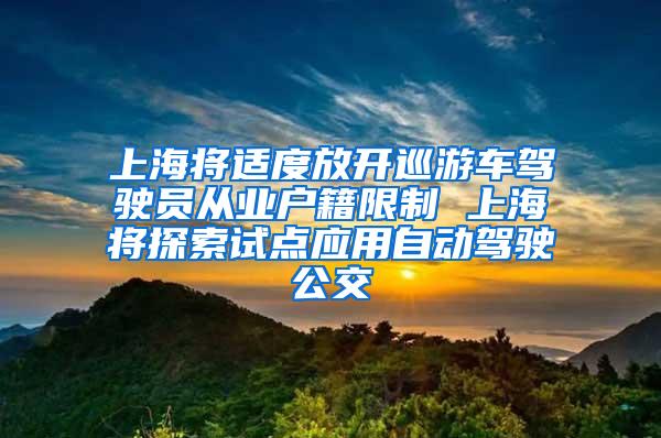 上海将适度放开巡游车驾驶员从业户籍限制 上海将探索试点应用自动驾驶公交