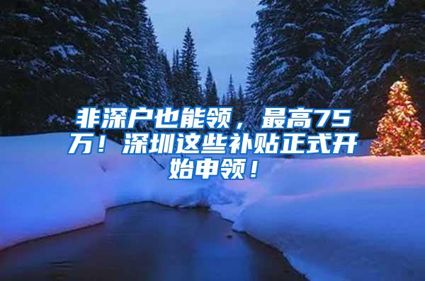 非深户也能领，最高75万！深圳这些补贴正式开始申领！