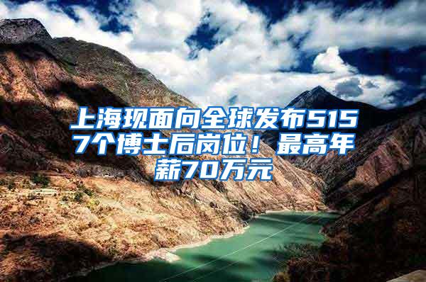 上海现面向全球发布5157个博士后岗位！最高年薪70万元