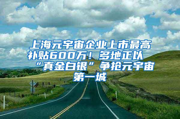 上海元宇宙企业上市最高补贴600万！多地正以“真金白银”争抢元宇宙第一城