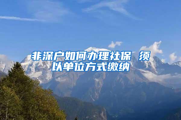 非深户如何办理社保 须以单位方式缴纳